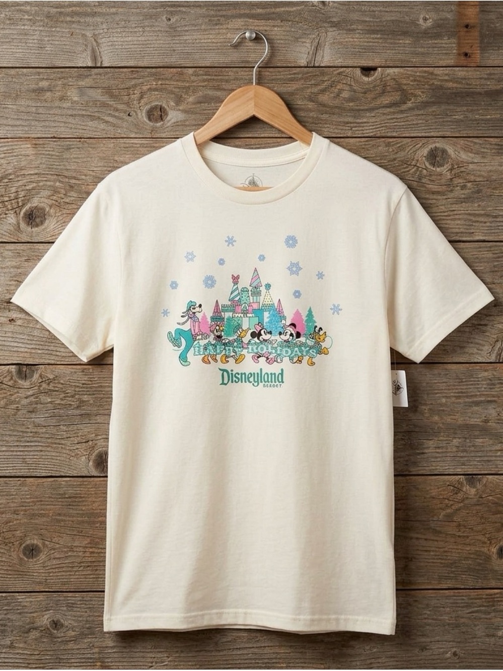 Disneyland Resort Happy Holidays Castle Character T-Shirt Adult Size S